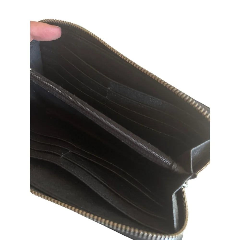 Fossil Black Leather‎ Zip Around Wallet Wristlet